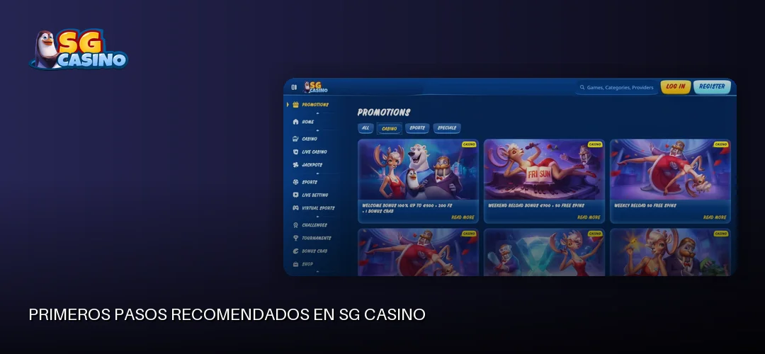 Primeros pasos recomendados en SG Casino