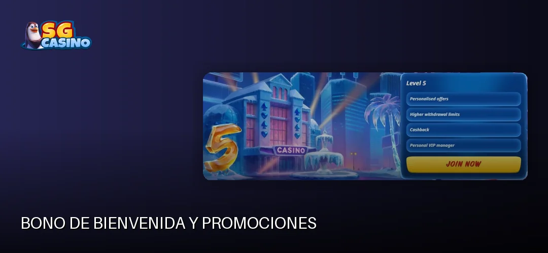Bono de bienvenida y promociones